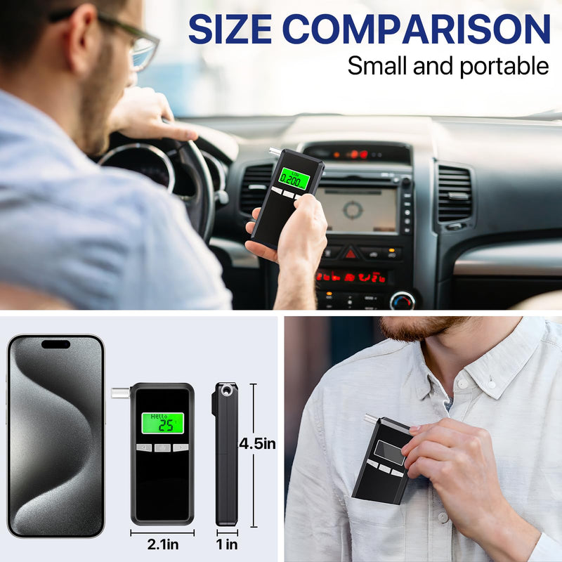 Breathalyzer,Upgrade Professional-Grade Accuracy Alcohol Tester with Digital Blue LCD Display for Home or Party Use with 10 Mouthpieces - BeesActive Australia