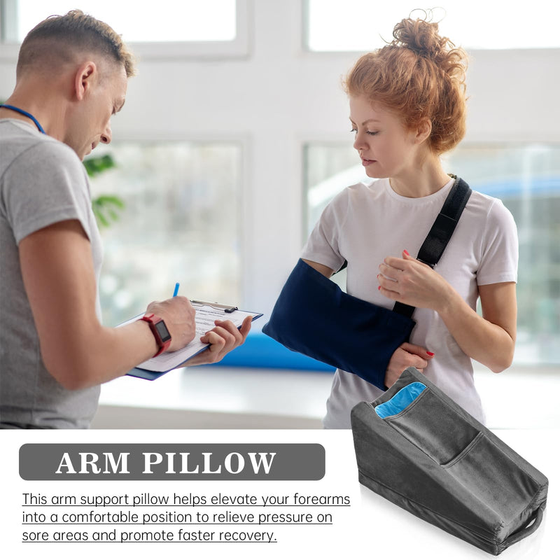 Buryeah Arm Elevation Pillow with 2 Pockets, Soft Ergonomic Support Pillow for Elbow Rest Wedge Broken Arm Gifts with High Density Foam for Recovery Sleeping(Dark Gray) Dark Gray - BeesActive Australia