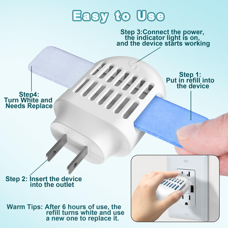 Mosquito Repeller,Mosquito Repellent Plug in Wall Outlet,Included 10 Pcs Refill,DEET-Free, Highly Effective for Home, Bedroom, Office, Kitchen,Camping, Travel White - BeesActive Australia