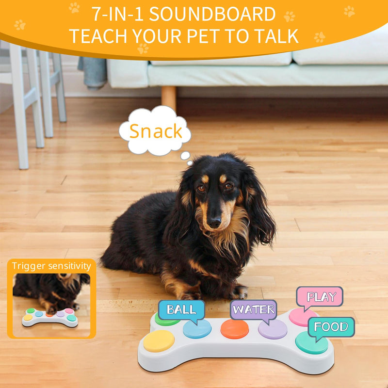 Dog Buttons for Communication, 7 in 1 Dog Talking Button Set, Recordable Training Buzzers for Dogs with 50 Scene Stickers (Battery Included) 7 In 1 Dog Buttons Set - BeesActive Australia