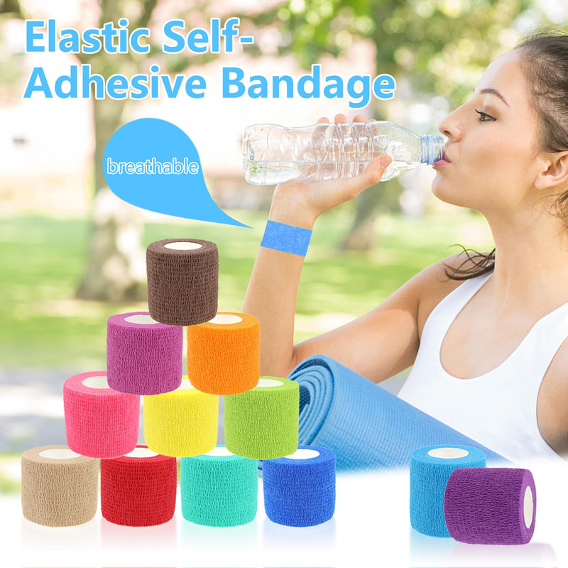 12 rolls of self-adhesive bandage, 5 cm x 5 m, self-adhesive bandage for first aid, elastic fixing bandage, cohesive bandage, adhesive bandage for dogs/cats/feet/finger plasters/ankle sprains - BeesActive Australia