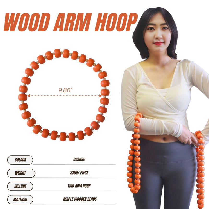 Wooden Arm Hula Weighted Hoop - Strengthen Arms and Shoulders, Portable Arm Exercise Holahoops Beads for Women Fitness, 2 Hoops - BeesActive Australia