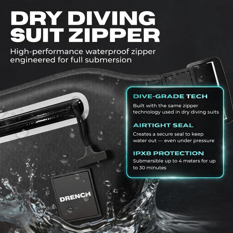 Drench 100% Underwater Waterproof Fanny Pack. Waist Pack. Submersible Waterproof Phone Pouch. Dry Bag for Swimming, Boating, SUP & Snorkelling. Underwater Phone case. Floating Belt Bag Black Fanny Pack - BeesActive Australia