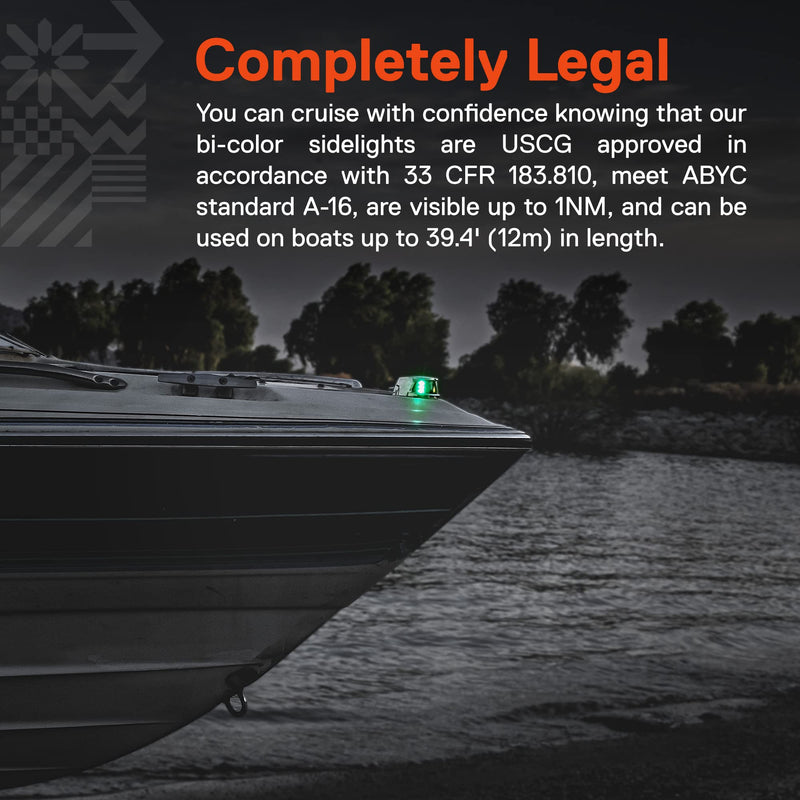 TRUE MODS Red Green LED Marine Navigation Bow Light [USCG ABYC A-16 2NM] [Waterproof] [Chrome & ABS] 2 Nautical Mile Visibility Bicolor Light for Pontoon Yacht Fishing Boat - BeesActive Australia