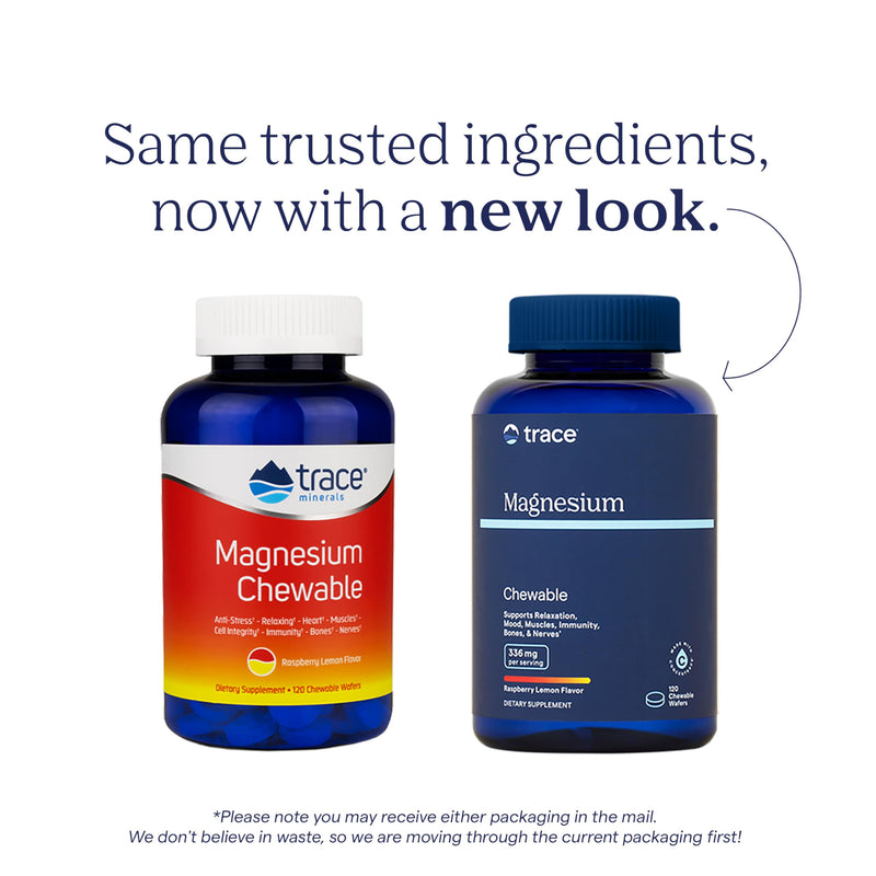 Trace Minerals Magnesium Chewable, Raspberry Lemon, 120 Count | Sugar free chewable magnesium that promotes a calm mood, focus, and muscle relaxation. 30 servings.