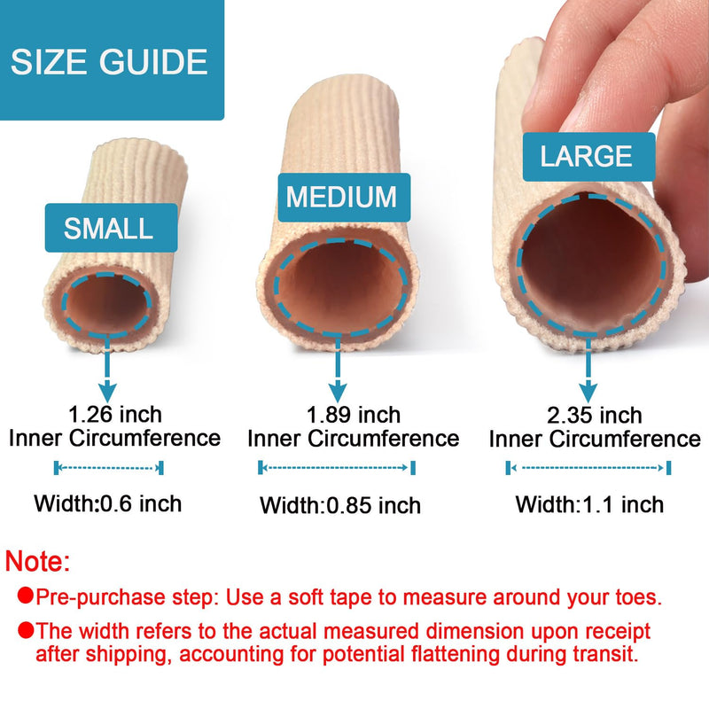 Cuttable Toe Tubes Sleeves 5 Pack Small Size, Made of Elastic Fabric Lined with Silicone Gel. Toes Sleeve Protectors Relief Toe Pressure Pain, Corn and Calluses Remover 5.9Inch (Pack of 5)