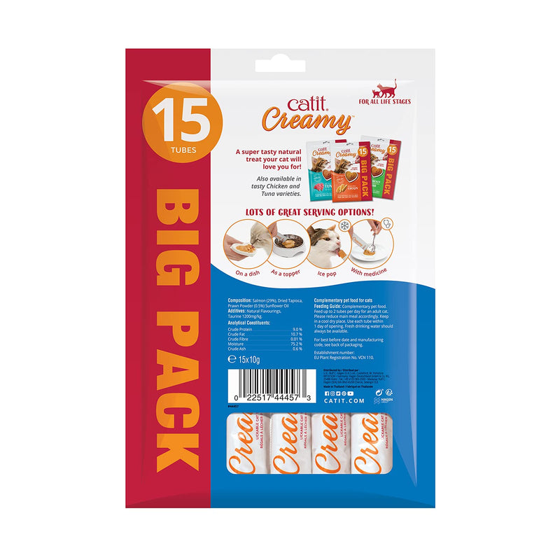 Catit Creamy liquid licking paste for cats with salmon and shrimp, 15 x 10g - BeesActive Australia