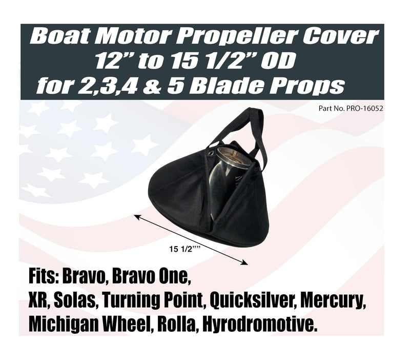 Hardline Products USA Boat Motor Propeller Cover 12″ - 15 1/2″ OD Heavy Duty 600D Marine Propeller Protective Bag Waterproof 15 1/2"