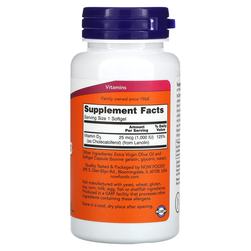 Now Foods - Vitamin D3-1000iu (180 softgels) 2 PACK 360 Count (Pack of 1)