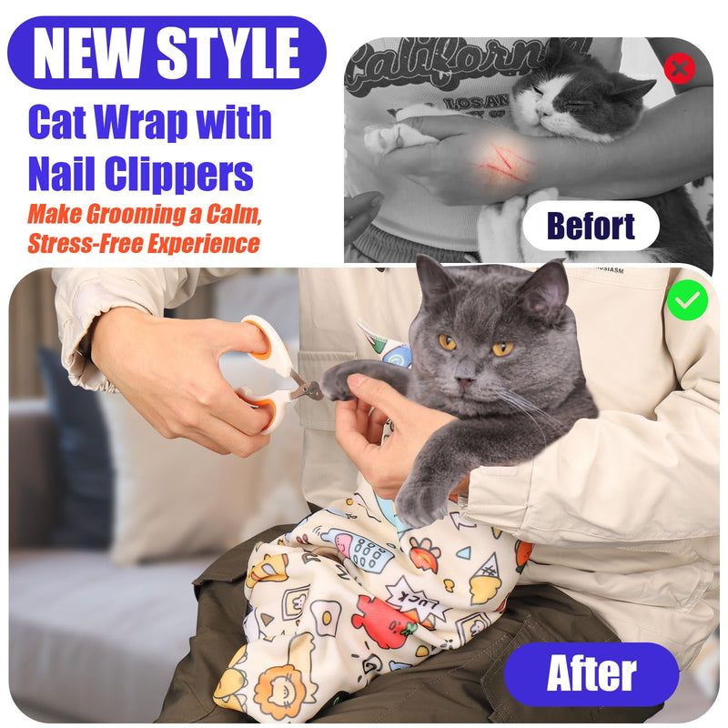 XANGNIER Cat Wrap for Grooming,Cat Restraint Wrap for Cutting Nails,Fabric Burrito Wrap for Nail Clipping, Anti-Scratch, Anti-Escape,Multifunctional Swaddle Wrap Pet Tool (20.8 x 20.8 Inch) L (20.8 x 20.8 Inch) A-1Pcs - BeesActive Australia