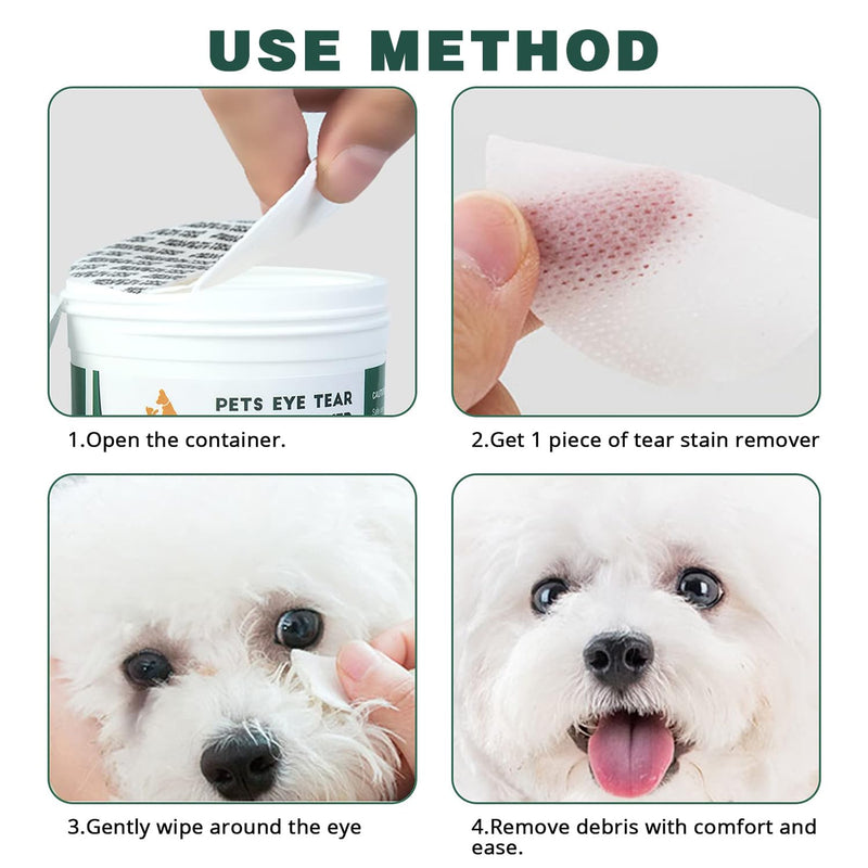 Eye care dog, eye pads dog, eye care finger pads for dogs, eye cleaner for dogs, tear stain remover dog, 130 pieces eye cleaning pads, gentle odorless harmless dog eye wipes - BeesActive Australia