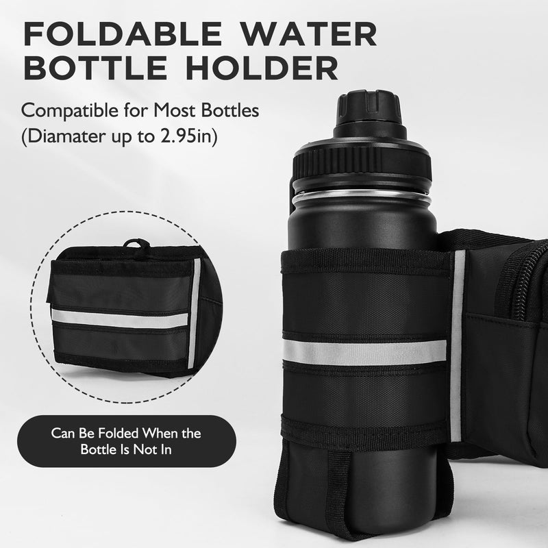 Fanny Pack for Women Men with Water Bottle Holder,Waist Bag for Hiking,Travel,Running,Dog Walking,Workout,Cycling (Black) Black - BeesActive Australia