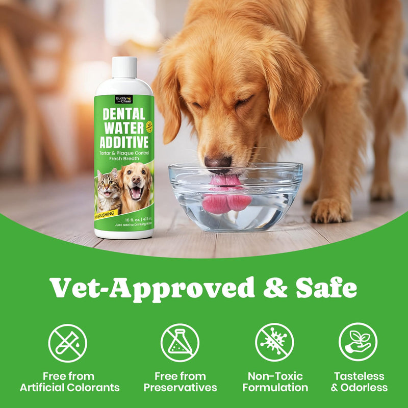 Dog Breath Freshener – Enzymatic Dog Dental Water Additive for Teeth Claning – Freshens Breath & Reduces Tartar – Easy Mouthwash Cleaner for Teeth & Gums – No Brushing Needed, Uncented, 16oz