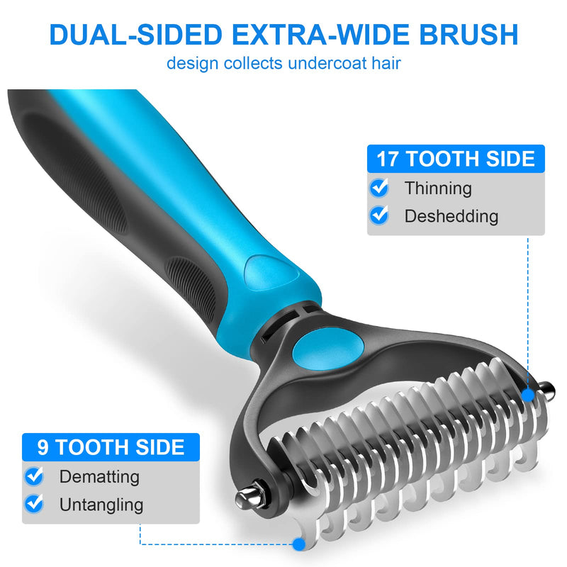 Pet Grooming Brush Dog Grooming Rakes Tool for Mats & Tangles Removing Blue-01 - BeesActive Australia