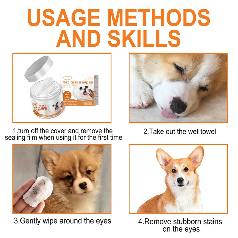 Eyes Wipes for Dogs & Cats Upgraded Pro Version, Dog Eye Wipes, Tear Stain Remover for Pet – Hypoallergenic & Deodorizing Eye Wipes for Dogs, for Discharge, Crust, Mucus & Debris, Aloe Vera (60 Ct)