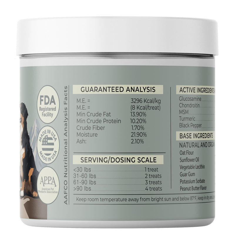Nuzzle Pure Advanced Dog Hip and Joint Supplement with Glucosamine, Chondroitin, MSM, 80 Peanut Butter Flavor Soft Chews for Senior & All Ages, Human Grade, All Natural & Organic Ingredients.
