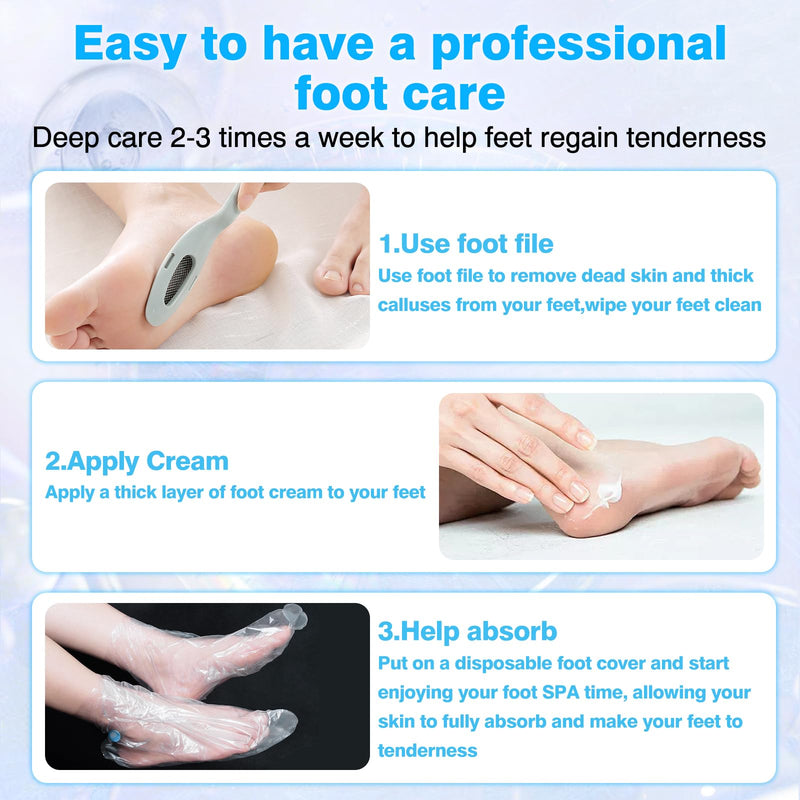 Urea Cream 40 Percent for Feet Maximum Strength, with Foot Mask Covers(50 pairs), Foot Cream for Dry Cracked Heels and Feet, Soft Feel Urea Lotion, 3.5 OZ, Foot Files 3.5 Ounce (Pack of 1) File and Foot Mask Covers