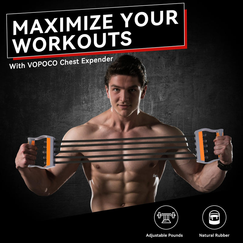 Chest Expander for Men Adjustable Forearm Strengthener with Removable Tubes Arm Trainer for Arm Chest Back Muscles Chest Upper Body Workout Equipment for Home Gym Fitness Muscle Training Exercise Black-120KG/265LB - BeesActive Australia