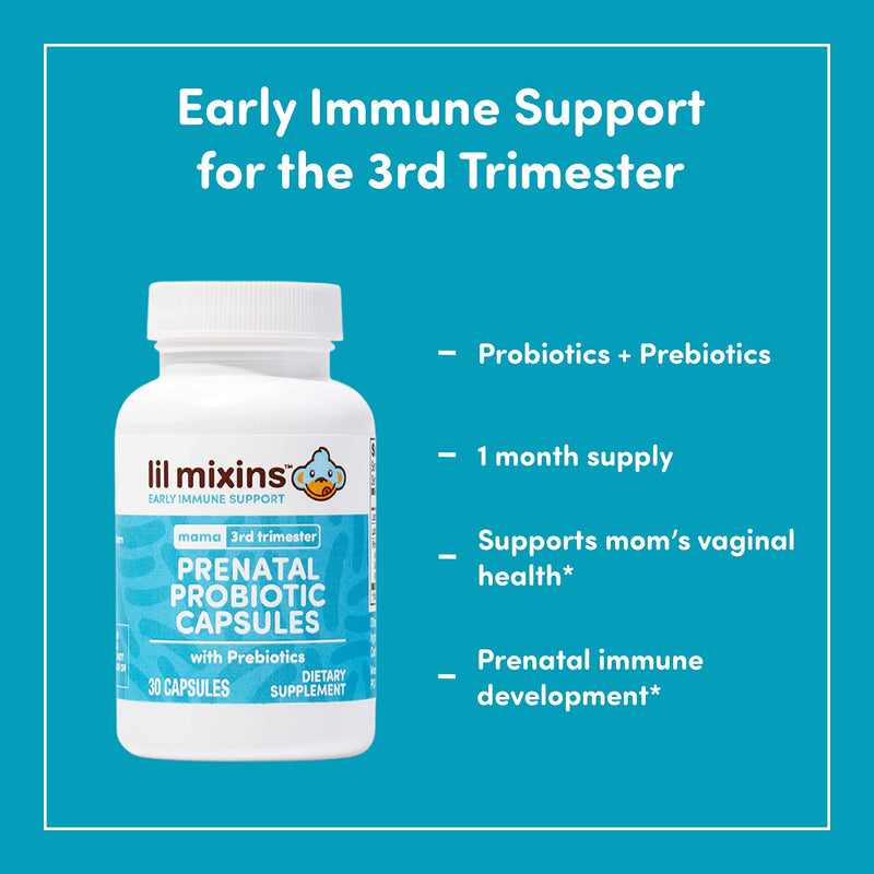 Lil Mixins Early Allergen Prenatal Probiotics Supplement for Women & Baby | Allergy Prevention Starts Before Birth, Immune Support & Feminine Health, L Rhamnosus & Acidophilus, 1-Month Supply