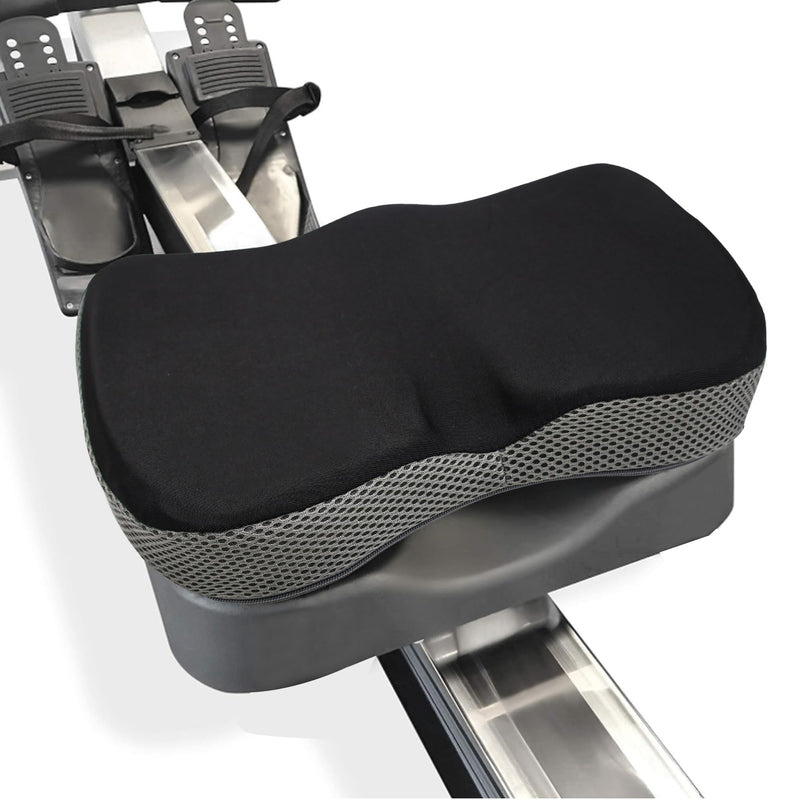 Rowing Machine Seat Cushion for Concept 2 Rower – Memory Foam Pad with Non-Slip Base & Washable Cover – Fits Concept 2 Model D/E, WaterRower, Recumbent Bike & Indoor Rowers