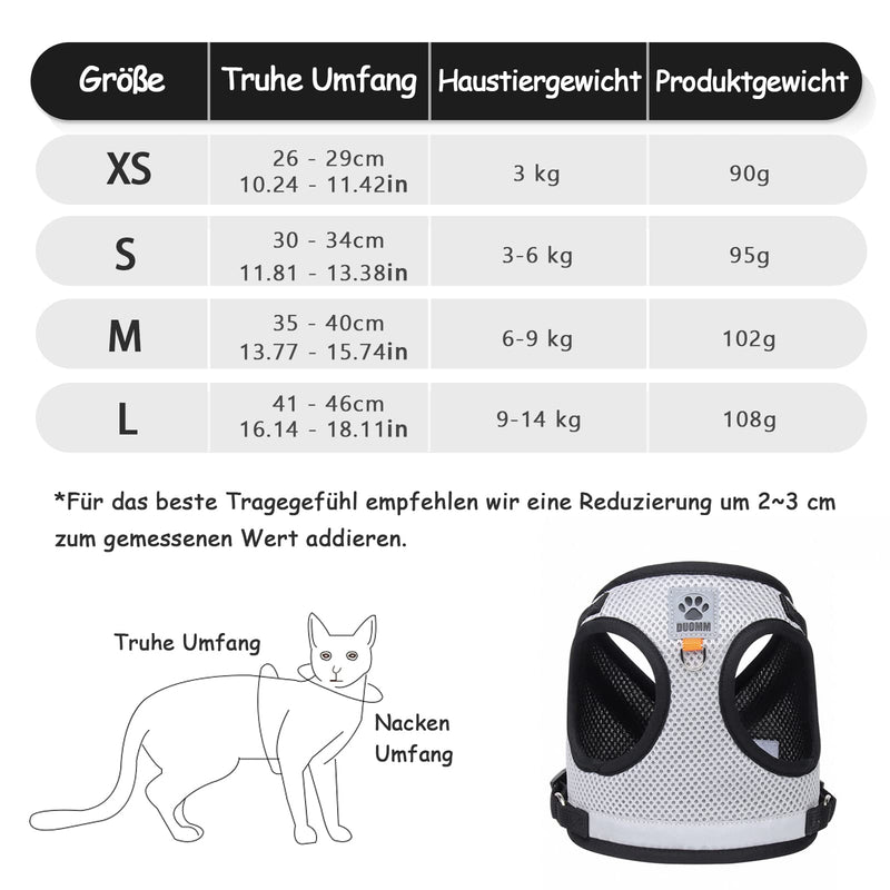 Cat Leash Set for Cats, Polyester Adjustable Cat Harness with Leash, Cat Vest with Reflective Strips for Kitten Dogs (Grey, S) Grey - BeesActive Australia