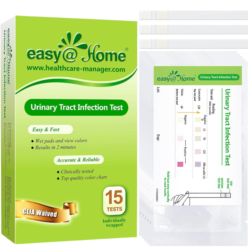 Easy@Home UTI Test Strips Monitor Urinary Tract Bladder Infections, 15 Pack Quick Urine Test Kit Reliable Urinalysis Results, OTC Use (UTI-15P) - BeesActive Australia
