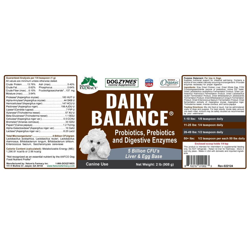 Dogzymes Probiotic Daily Balance - Supplies Nutritional Support and Live microorganisms for intestinal Well-Being as Well as enzymes for Proper Digestion. (8 Ounce) 8 Ounce