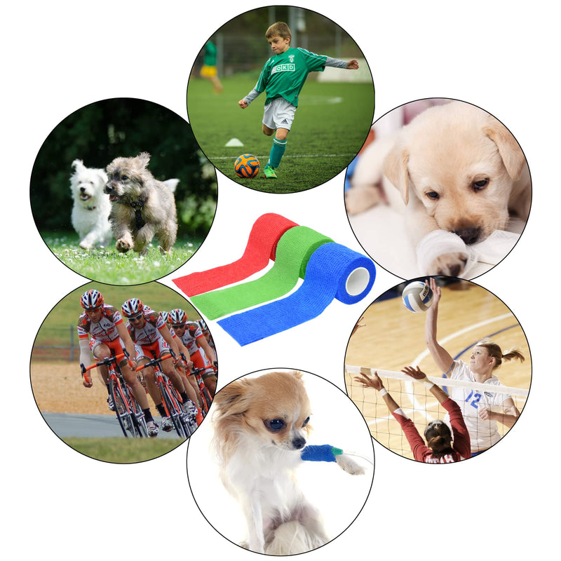 6 Pack 2 Inches Self Adhesive Bandage Wrap Breathable Cohesive Bandage Elastic Tape for Pets, Athletic, Sports, Wrist, Knee, Ankle(5 Yards Per Roll, Mixed Colors) 2 Inch - BeesActive Australia
