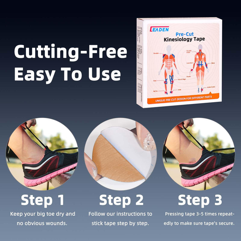 IEADEN Precut Kinesiology Tape for Ankle, 20 Pcs - Ankle Support & Stability, Ankle Pain Relief - Waterproof & Elastic, Breathable Hypoallergenic Latex-Free Tape, Beige