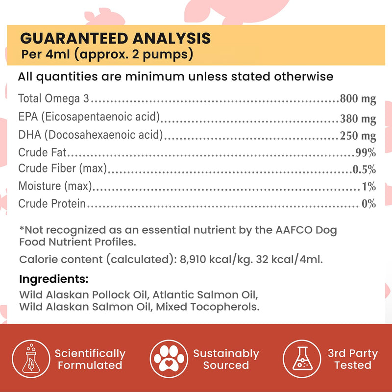 PetScy Omega-3 Fish Oil for Dogs – Supports Healthy Skin, Shiny Coat & Joint Mobility | Pure Wild-Caught Fish Oil with EPA & DHA | Natural Dog Supplement for All Breeds & Sizes – 8 fl oz
