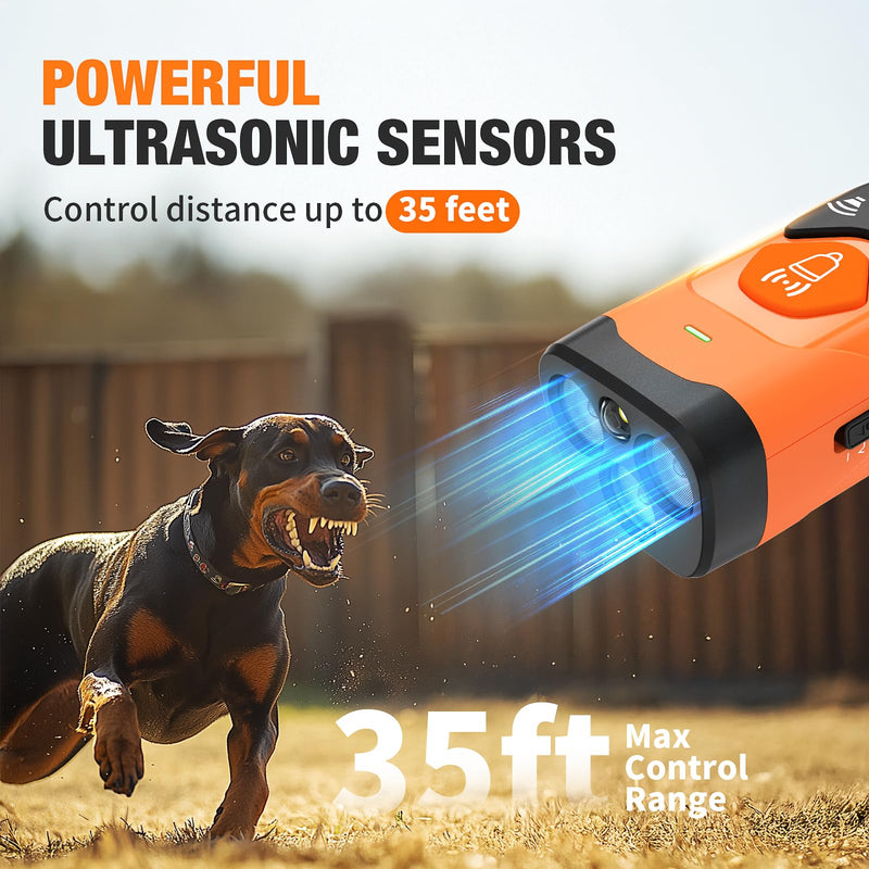 2025 Ultrasonic Dog Bark Control Device | Rechargeable Anti Barking Device with 35FT Long Range, No Shock Humane Dog Trainer, One Button Bark Deterrent for Indoor & Outdoor Training