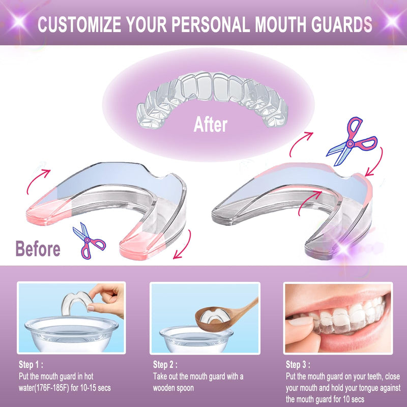 Mouth Guard for Grinding Teeth at Night,8 Pack Night Guards for Teeth Grinding,2 Size Mouth Guard for Sleeping,Reusable Mouthguards for Grinding of Teeth at Night 2.35 IN