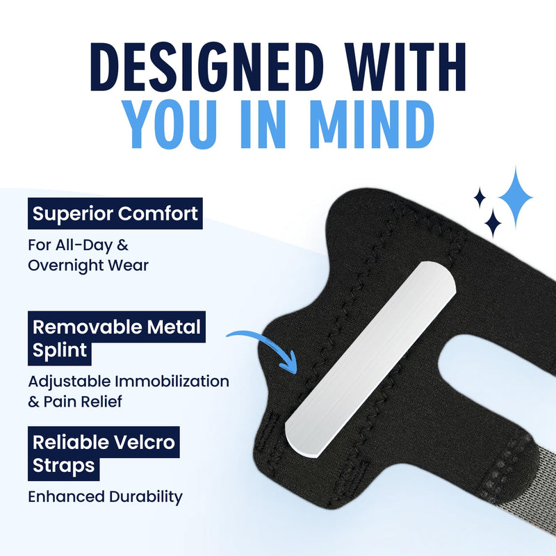 Dr. Frederick's Trigger Finger Splint - 2 ct - HSA/FSA - Pinky & Thumb - Padded Brace for Arthritis, Mallet Finger, Tendonitis, Trigger Thumb - Adjustable, Doctor-Developed - Small Black - BeesActive Australia