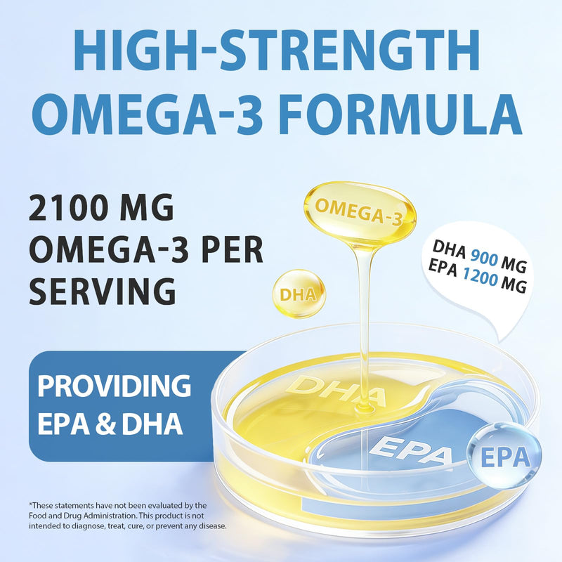 Omega-3 Fish Oil, Lemon Flavor 240 Softgels 4200mg Omega 3 Supplements with 1200mg EPA & 900mg DHA, Wild Caught ﻿