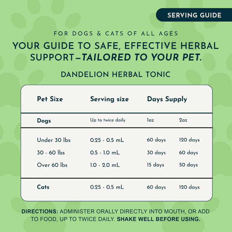 Animal Essentials Dandelion Extract for Dogs - Liquid Dandelion Root & Leaf Supplement, Liver & Kidney Support for Pets, Promotes Digestive Health, Natural Herbal Tonic for Dogs & Cats - 2 fl oz 2 Fl Oz (Pack of 1)