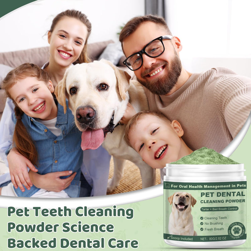 Dog Teeth Cleaning Powder, Dog Dental Powder, Dog Dental Care, Targets Tartar & Bad Breath & Reduces Plaque, Dental Powder for Dog Teeth Cleaning, Green