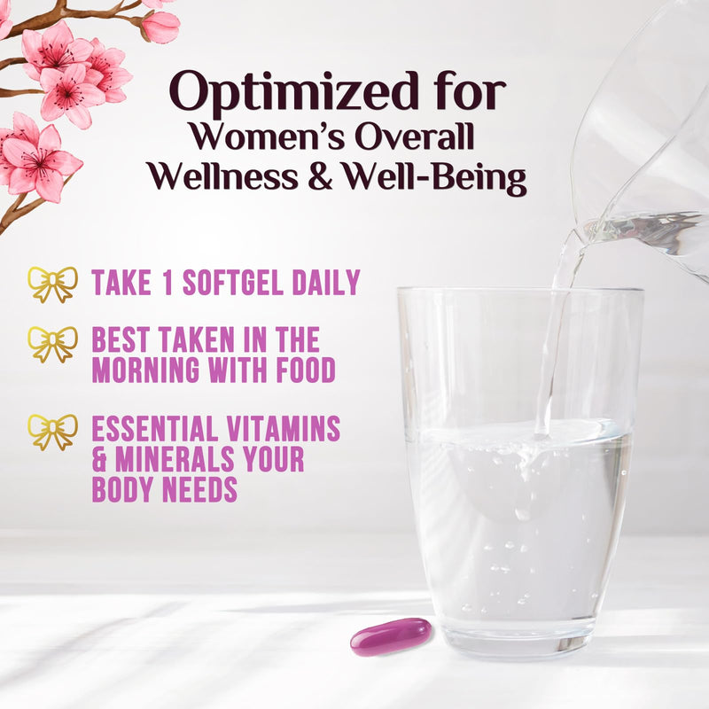 Multivitamin for Women - Complete Daily Womens Multivitamins with Calcium, Folic Acid, Vitamin A, C, D, E, & B Vitamins, Zinc and Iron - Vitamins for Bone, Energy & Immune Support - 60 Softgels 60 Count (Pack of 1)