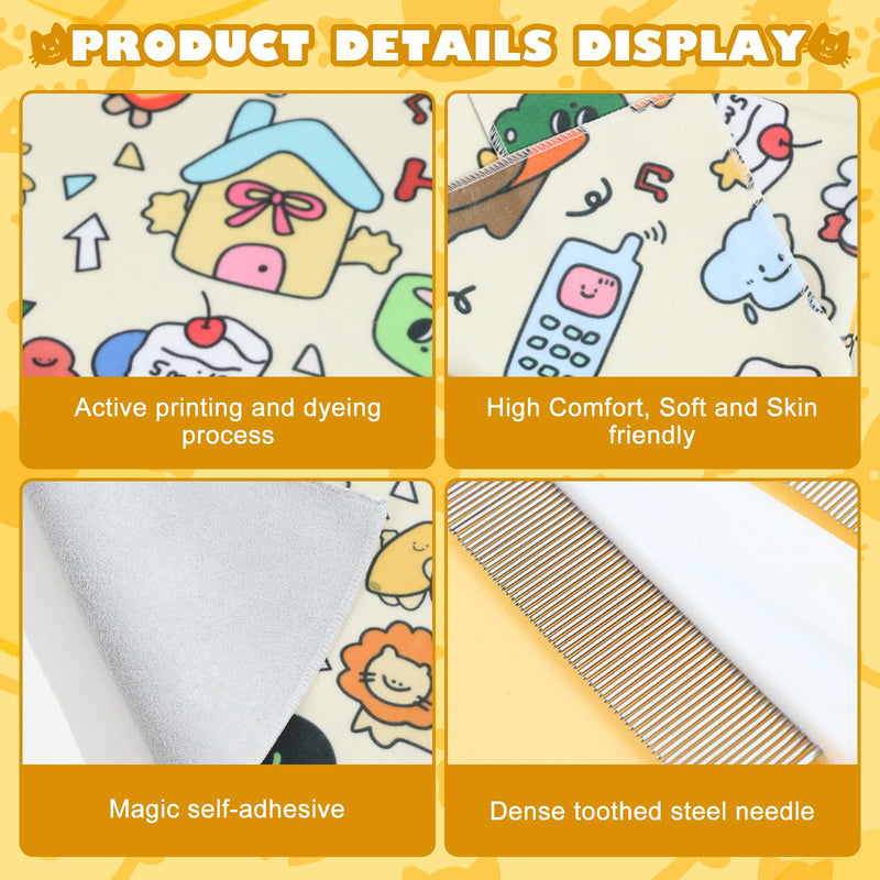 SPERMUOY Cat Grooming Wrap, Cat Wrap for Cutting Nails, Cat Grooming Cloth, Cat Restraints for Nail Clipping with Comb, Self-Adhesive Cat Wrap for Claw Cutting (70 x 70 cm) - BeesActive Australia