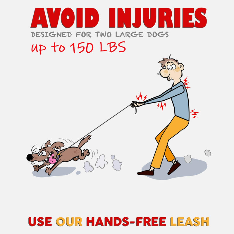 Exquisite Double Hands Free Leash for Large Dogs - Dog Leash 2 Dogs - Waist Dog Leash for Large Dogs - Two Dog Leash for Large Dogs - Hands Free Running Dog Leash (Large, Grey & Blue) Two Large Dogs (35-150 lbs each) - BeesActive Australia