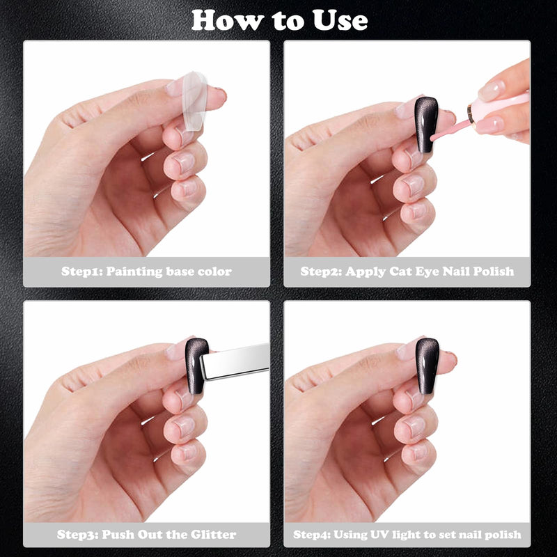 10Pcs Cat Eye Nail Magnet Set Cat Eye Magnet for Nails, Nail Magnets for Nail Art Cat Eye Nails 3D Strong Pen, Magnet Rod, Manicure Tool, Double Head Nail Magnet Rod for Making Cat Eye Nails - BeesActive Australia