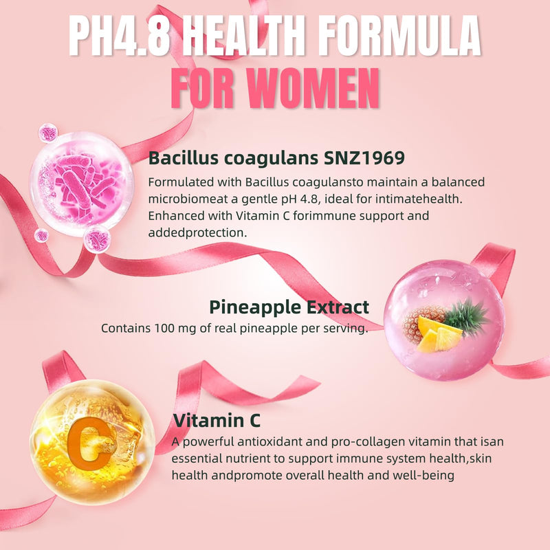 Premium Feminine Balance Gummies for Women Pineapple Gummies for Women ph Health Immune Support Vegan, Gluten-Free & Halal-60 Gummies-30 Servings (1) 1
