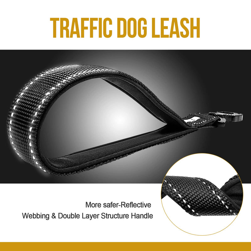 OneTigris Bolt Short Dog Lead 30cm, Short Dog Lead with Tiger Tooth Metal Clip and Soft Padding, Reflective Nylon Dog Lead Suitable for Medium Large Dogs S Black - BeesActive Australia
