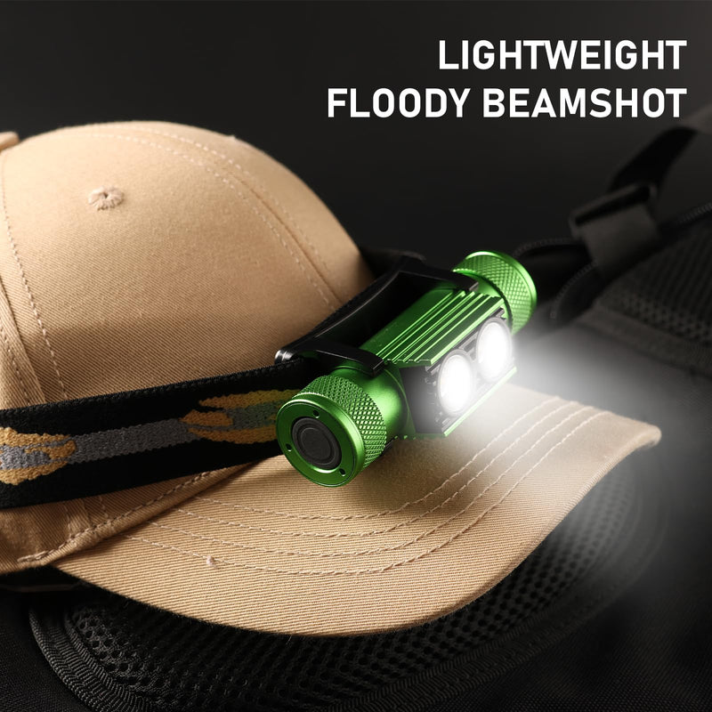 Headlamp, 1200 Lumens LED Rechargeable Headlamp for Adults, Long Runtime, Simple UI, Waterproof Head Lamp Flashlight for Outdoor Camping, Hiking, Fishing, Gifts for Family, Friends Green