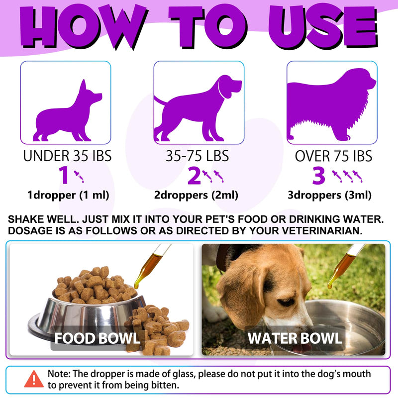 Dog Multivitamin Drops 15 in 1 Dog Vitamins & Supplements for Improving Hip, Joint, Skin Coat, Skin Health, Gut Health and Heart Health Digestion For Dog