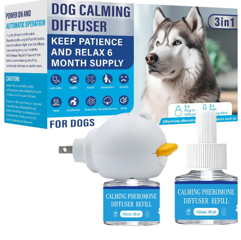 Dog Calming Pheromone Diffuser Kit for Dogs/Puppies Anxiety Relief Stress Reduction, 48ml x 2 and1 Plug-in Diffuser Reduces Destructive Behavior, Pee Accidents, Separation Anxiety, Barking