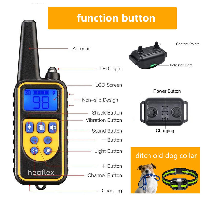 Dog Shock Collar with Remote, Dog Training Electric Collar, Waterproof Rechargeable, 1640ft Dog Shock Collar with LED Light, Beep, Vibration, Shock for Medium/Large 3 Electronic Collars Dogs for 3 dogs - BeesActive Australia