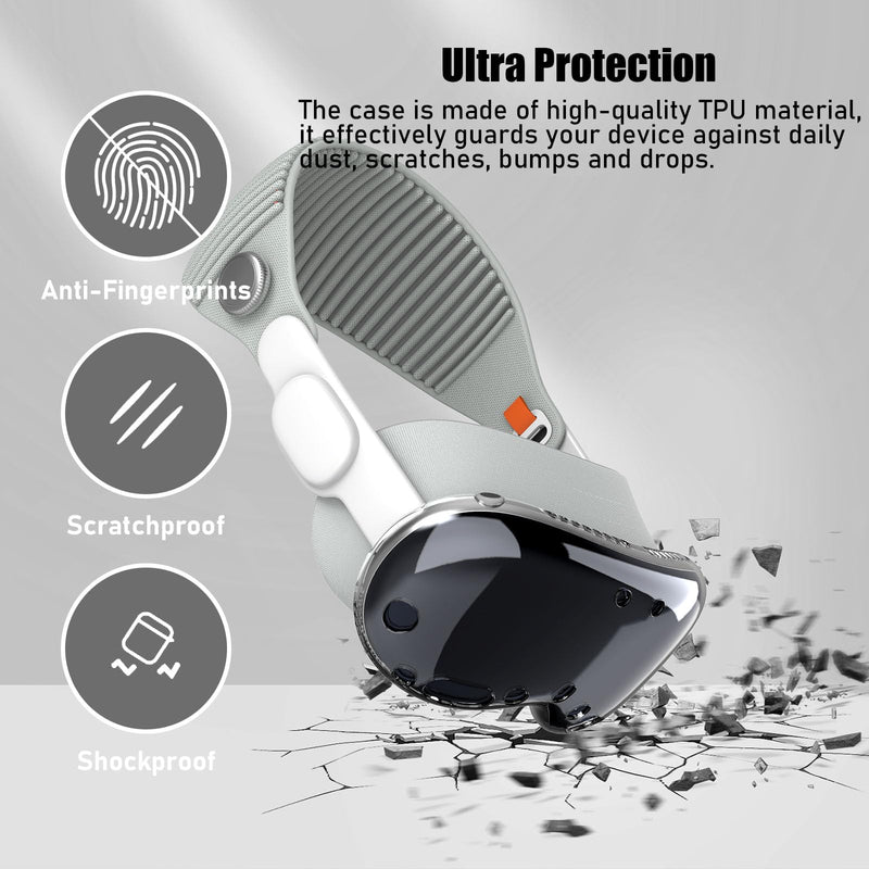 KOREDA Compatible with Apple Vision Pro Case Clear, Crystal Transparent Soft TPU Protective Shockproof Cover Designed for Vision Pro VR Headset 2024 Accessories (Transparent) - BeesActive Australia