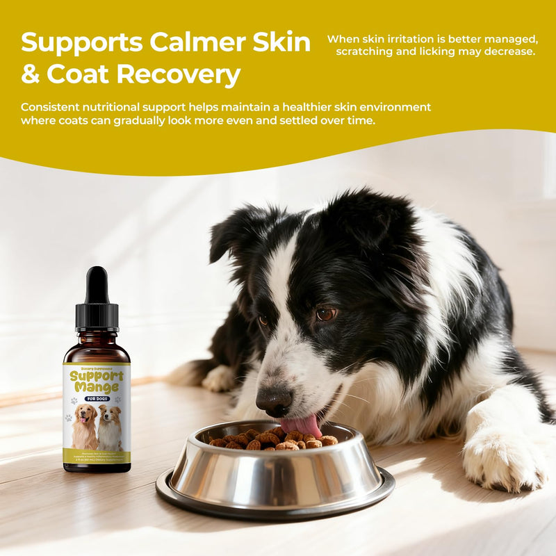 Mange Treatment Dogs, Itchy Skin Relief Drops, Helps Calm Scratching & Support Coat Recovery, Gentle Daily Dog Skin & Coat Support Supplement, 2 fl oz
