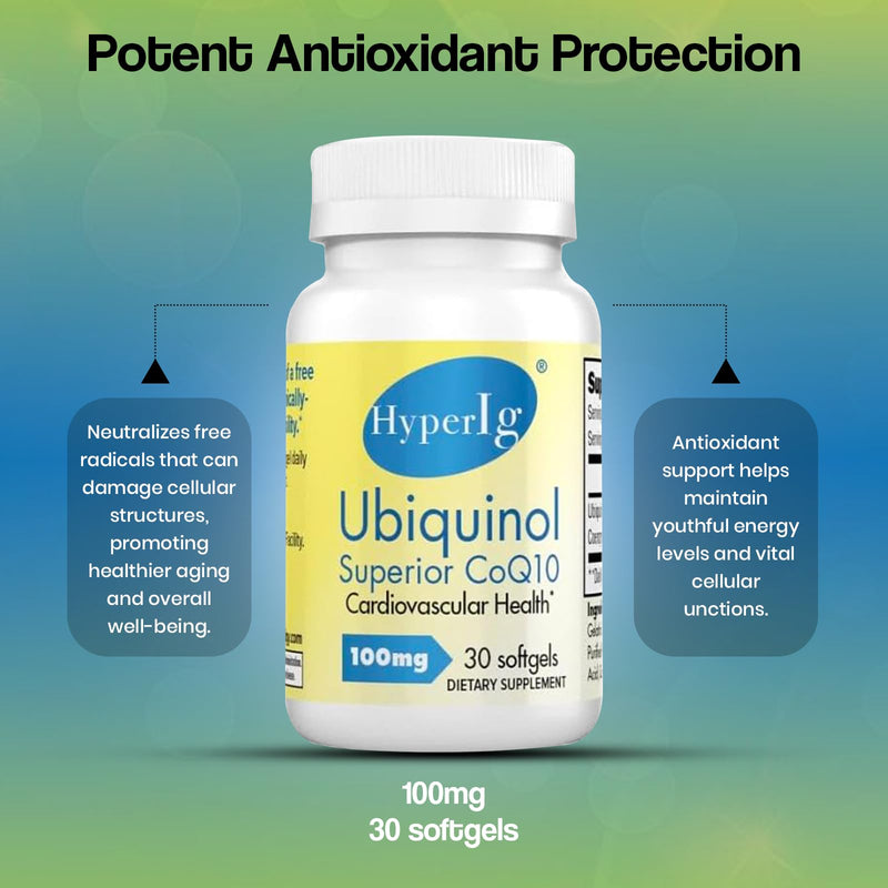 Ubiquinol CoQ10 100mg | Active Form of CoQ10 | Enhanced Absorption | Cellular Energy & Antioxidant Support | Non-GMO, Gluten-Free, Kosher | 30 Softgels