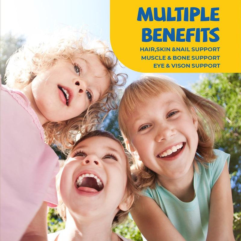 Kids Multivitamin Gummies | Fiber Gummies with Prebiotic & Probiotics for Kids | Daily Vitamins for 2–18 years | Non-GMO, Gluten Free Gummy for Immune Support, 60Ct, Blueberry, Orange, Strawberry